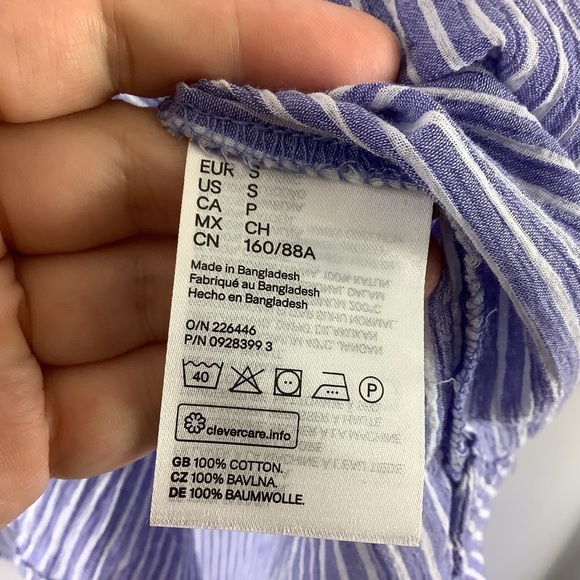 H&M Blue and White Striped Cotton Button Front Tunic Top - Picture 4 of 4